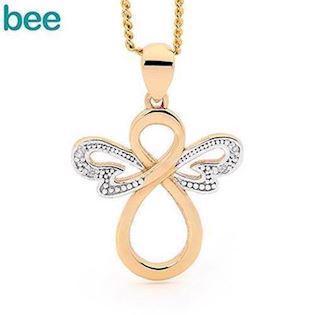 Bee Jewelry Angel 9 karat blank med diamanter, model 65599